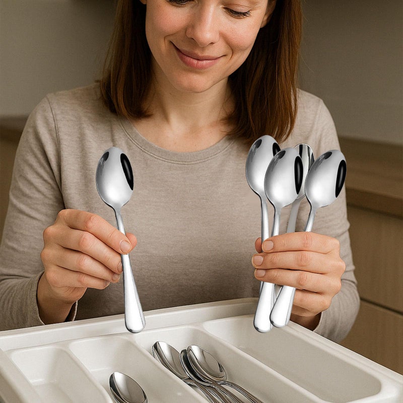 HANSGO Stainless Steel Teaspoons, 6-Piece Coffee & Dessert Spoons Set, 6.7 Inch Small Spoons for Tea, Sugar, Yogurt & Ice Cream, Mirror Polished, Dishwasher Safe - Image 4